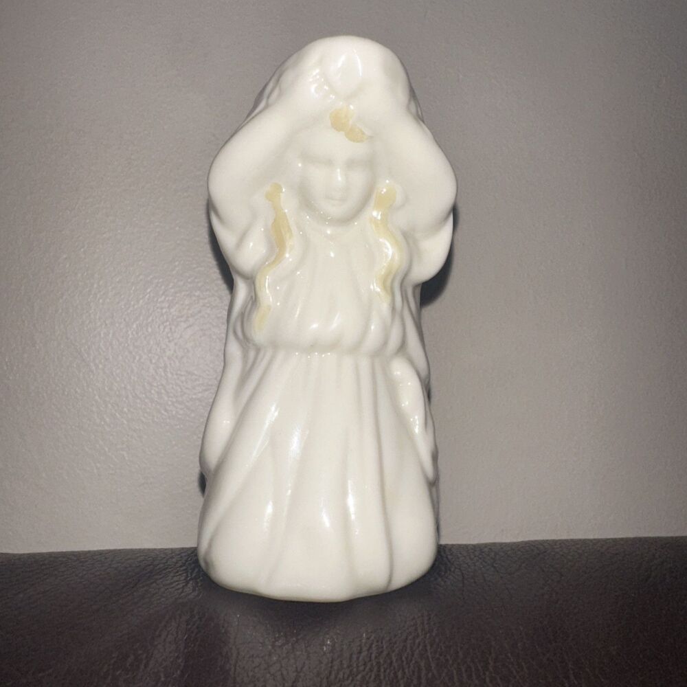 Irish BELLEEK Undine Water Nymph Girl Creamer Pitcher ~ 7th Mark Gold 1980-1992